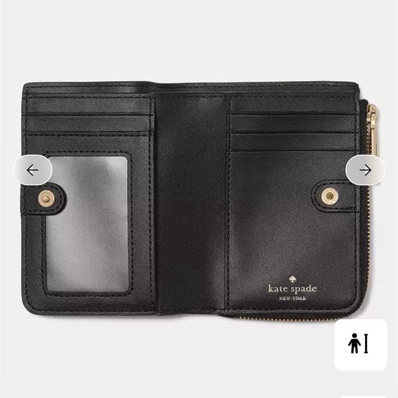 kate spade black spade flower small zip wallet with gold logo - Picture 4 of 6